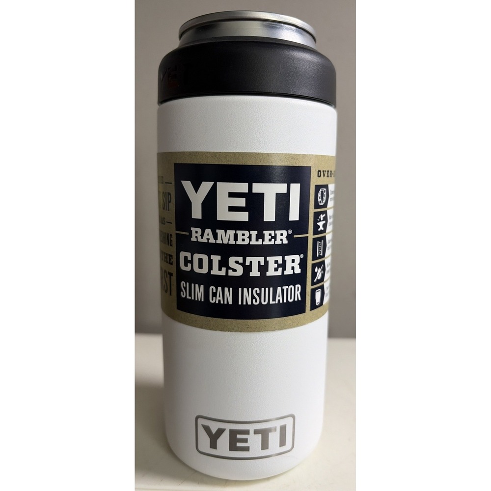 YETI Rambler Colster 12 oz Slim Can Cooler Insulator White NEW